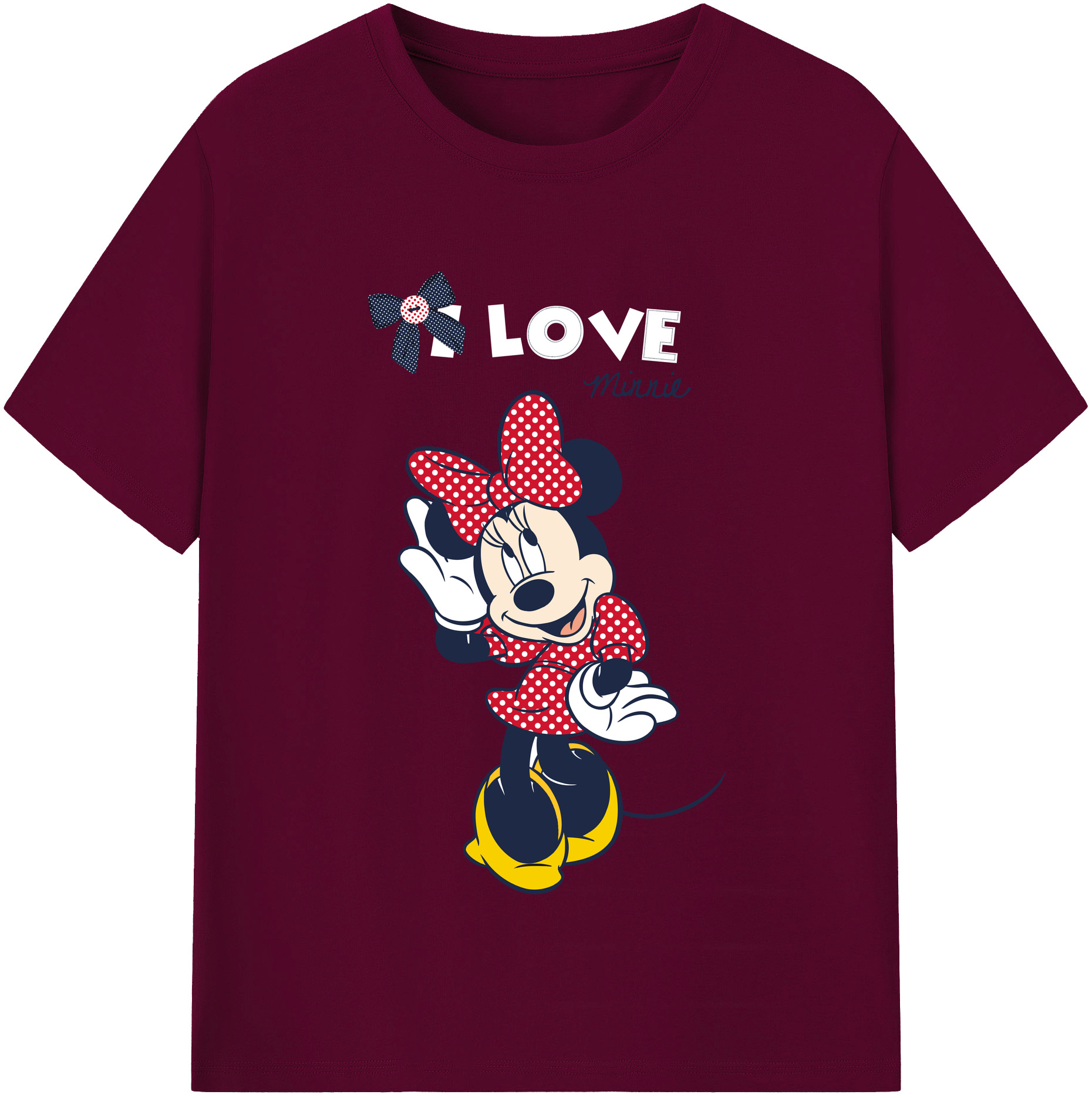 （画像用） ミッキーマウス Mickey Mouse レディースカジュアルプリントTシャツ（綿100％）